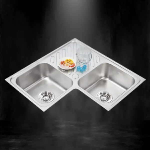 312 DOUBLE BOWL SINK WITH DRAIN BOARD