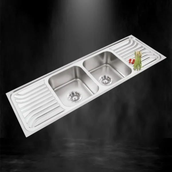 318A DOUBLE BOWL SINK WITH DRAIN BOARD