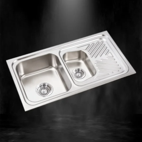 321A DOUBLE BOWL SINK WITH DRAIN BOARD