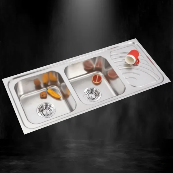 322 DOUBLE BOWL SINK WITH DRAIN BOARD