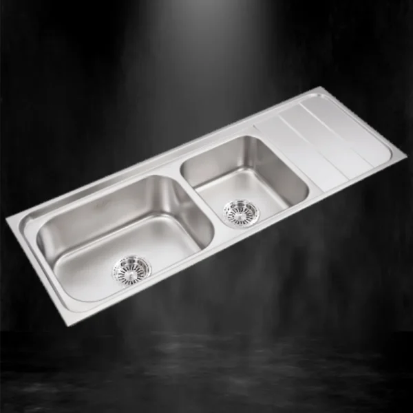 326 DOUBLE BOWL SINK WITH DRAIN BOARD
