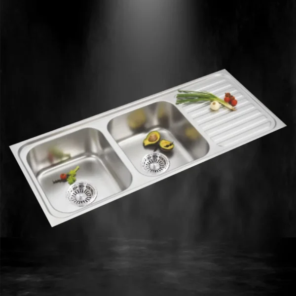 329 DOUBLE BOWL SINK WITH DRAIN BOARD