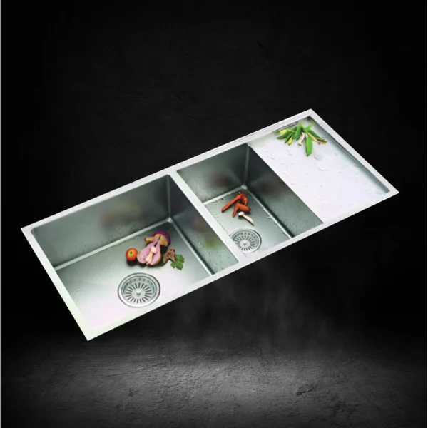 PS731DB DOUBLE BOWL SINK WITH DRAIN BOARD