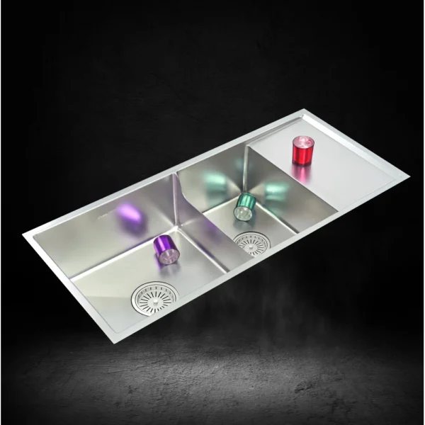 PS734DD DOUBLE BOWL SINK WITH DRAIN BOARD