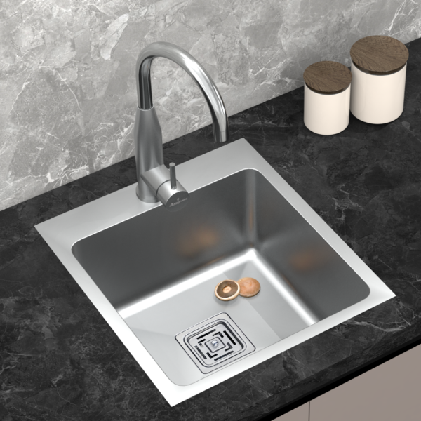 Single Bowl Kitchen Sink 18×20 Inch | Marine-Grade AISI-316 SS | Superior Corrosion & Rust Resistance | Scratch-Resistant | Square Waste Coupling & Faucet Included | 1.20mm Thick | SS805VB
