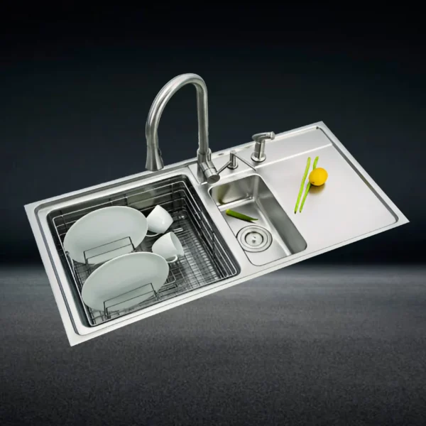 SS806MV Double Bowl Sink with Drain Board