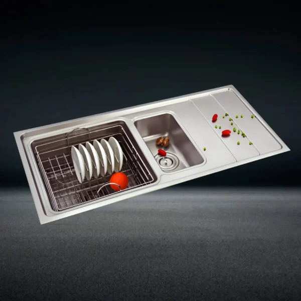 SS809ZM Double Bowl Sink With Drain Board
