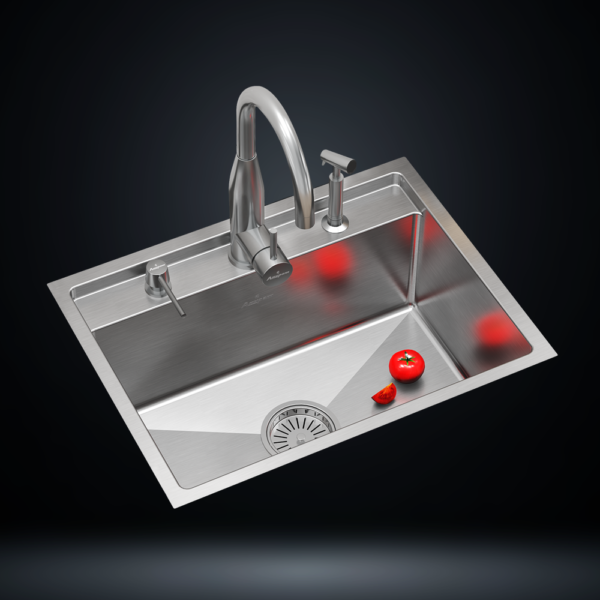Single Bowl Stainless Steel 304 Kitchen Sink 24x18 Inch Handmade 1.5 mm Thick with Unique Step-Down Design – US1401SS (Complete Set with Premium Accessories)