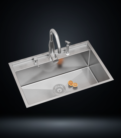 Single Bowl Stainless Steel 304 Kitchen Sink 30x20 Inch Handmade 1.5 mm Thick with Unique Step-Down Design – US1404SS (Complete Set with Premium Accessories)