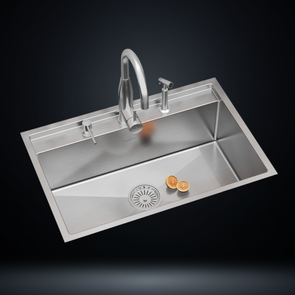 Single Bowl Stainless Steel 304 Kitchen Sink 30x20 Inch Handmade 1.5 mm Thick with Unique Step-Down Design – US1404SS (Complete Set with Premium Accessories)