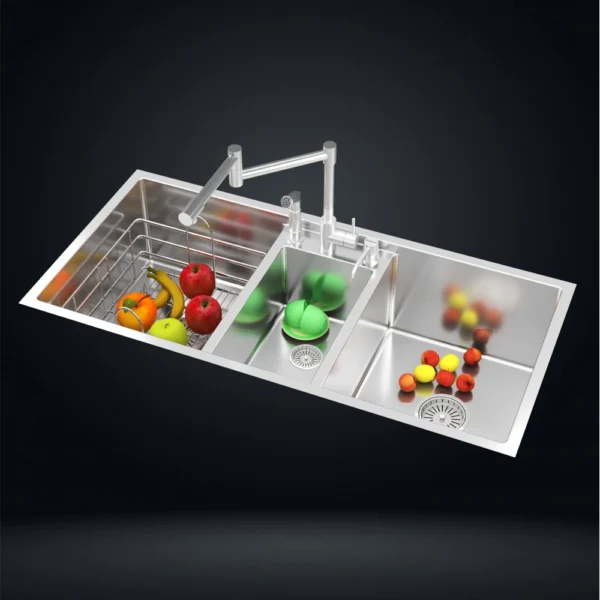US1416TSHandmade Triple Bowl Sink
