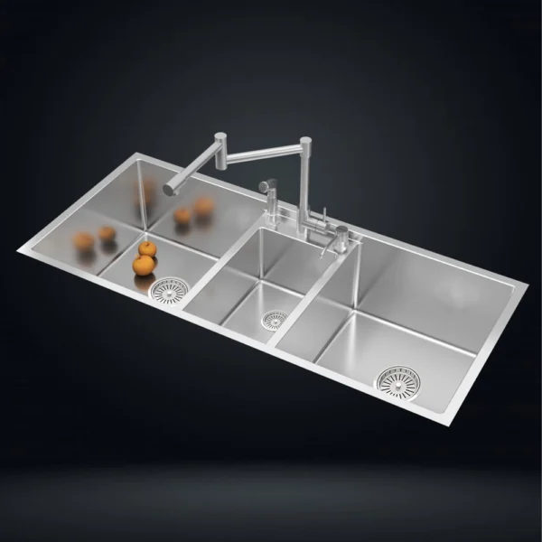 US1417TS Handmade Triple Bowl Sink