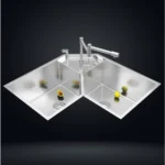 Corner Stainless Steel 304 Kitchen Sink 33x20 Inch Handmade 1.5 mm Thick Space-Saving Step-Down Design – US1419CS (Complete Set with Premium Accessories)