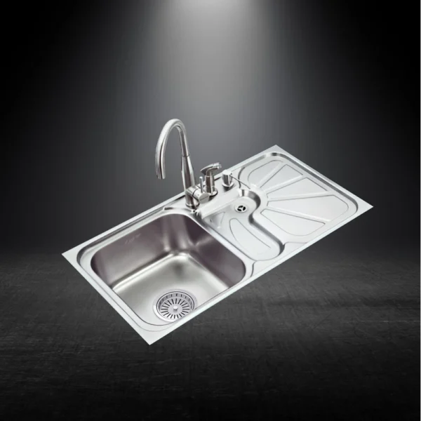LS323NP SINGLE BOWL KITCHEN SINK WITH DRAIN BOARD (915 X 510mm/ 36 X 20)