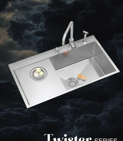 TS612DL Double Bowl Sink with Left Drain board (915 x 510mm / 36 x 20)