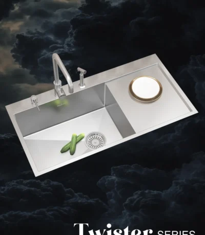 TS613DR Double Bowl Sink with Right Drain board (1015 x 510mm / 40 x 20)