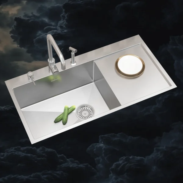 TS613DR Double Bowl Sink with Right Drain board (1015 x 510mm / 40 x 20)