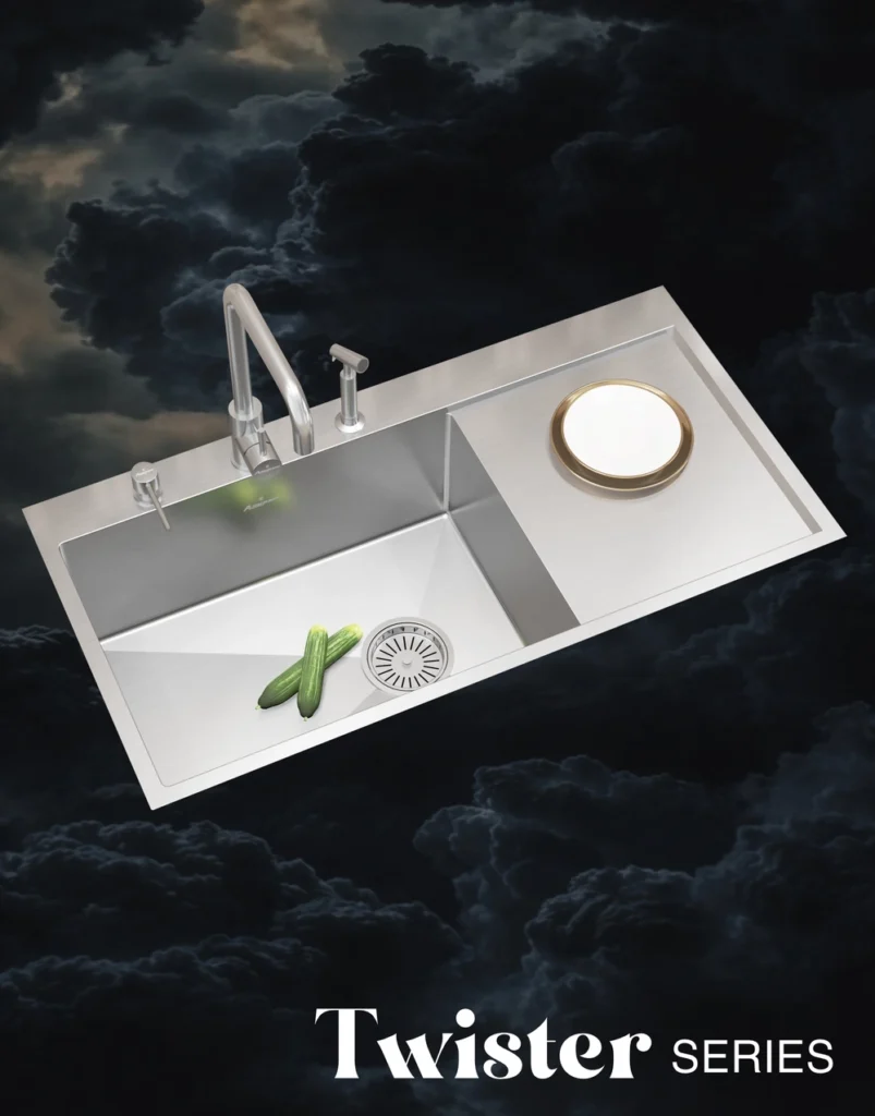 TS613DR Double Bowl Sink with Right Drain board (1015 x 510mm / 40 x 20)