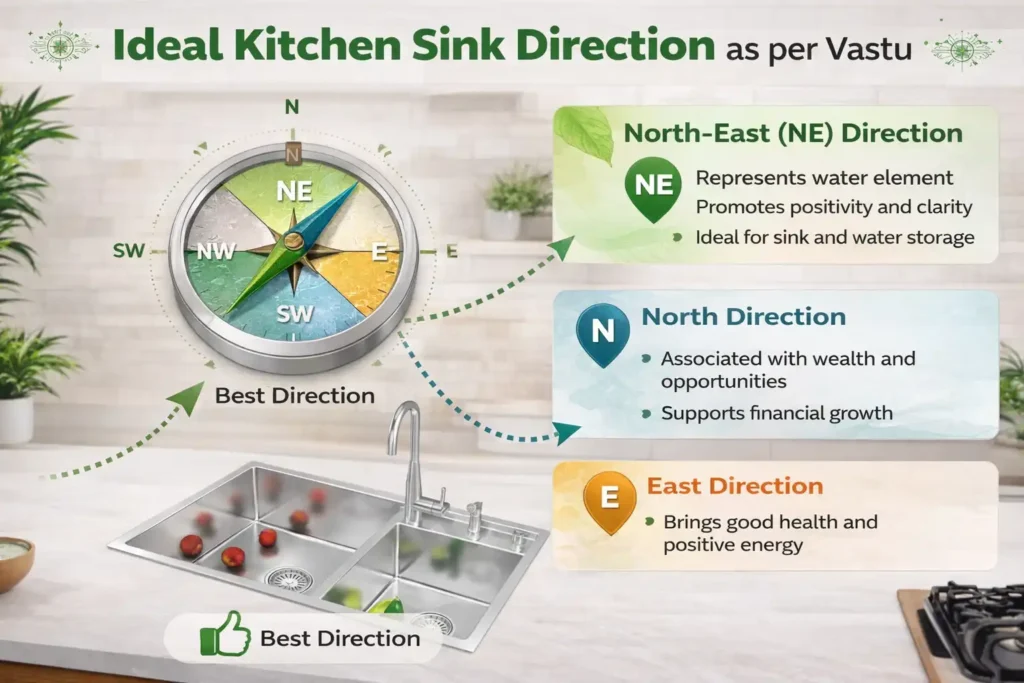 Ideal Kitchen Sink Direction as per Vastu