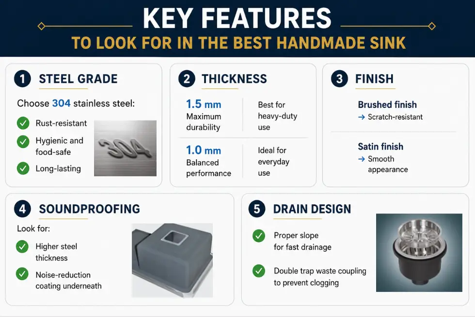 Key Features to Look for in the Best Handmade Sink- Anupam Sinks