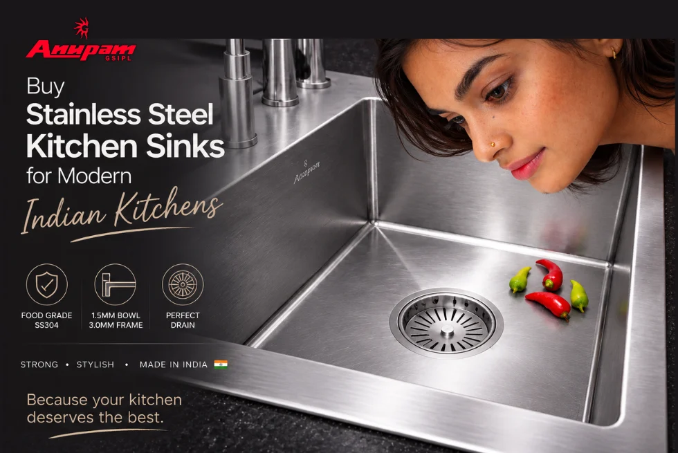 Buy Stainless Steel Kitchen Sinks for Modern Indian Kitchens