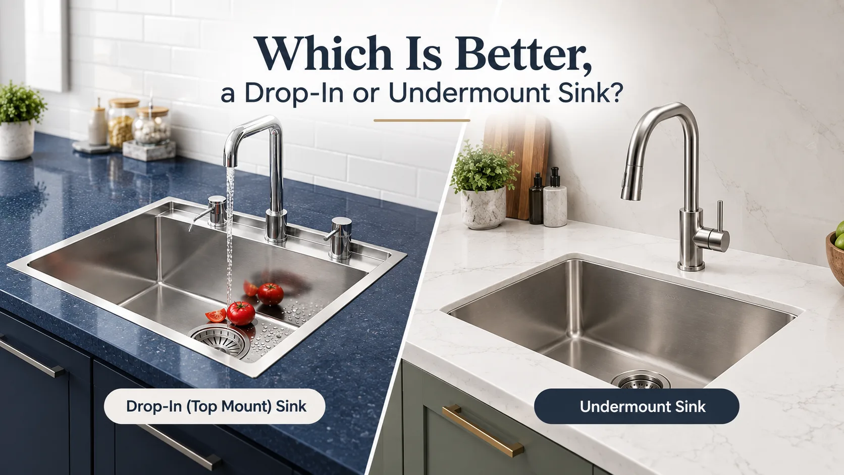 Drop-in vs undermount kitchen sink comparison
