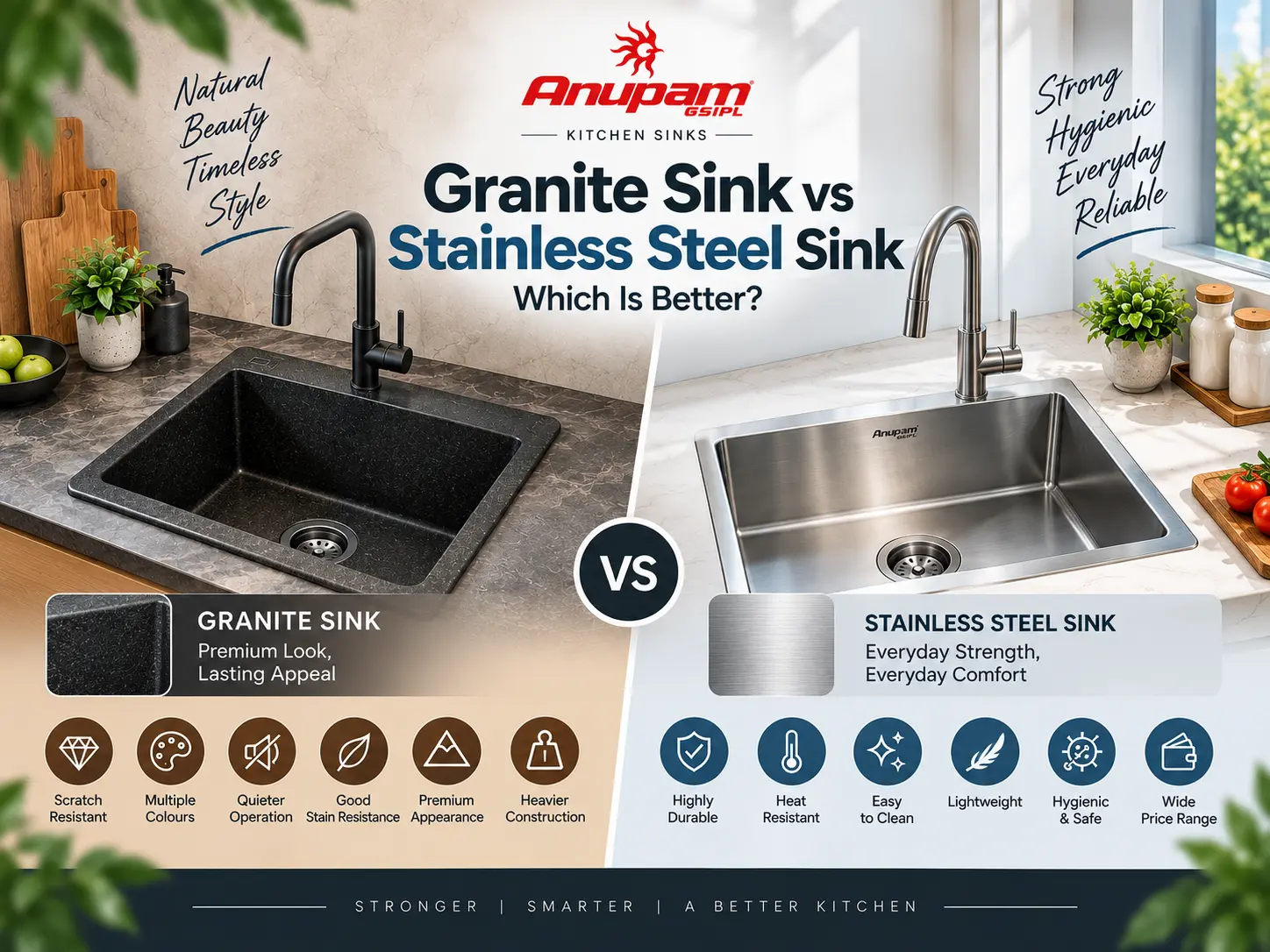 granite sink vs stainless steel sink